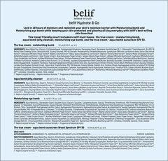 belif Hydrate & Go Kit moisturizer close-up highlighting deep hydration and plump skin.