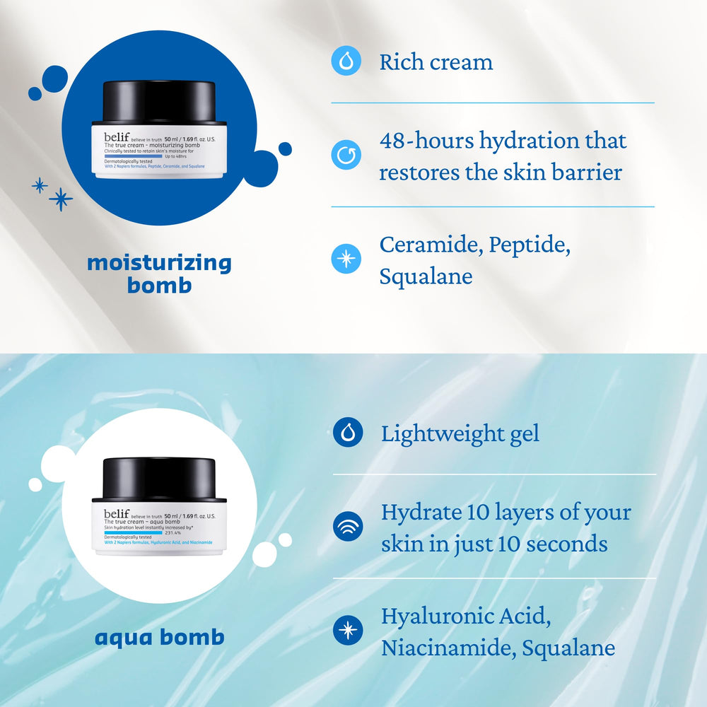 belif Moisturizing Bomb being applied under makeup for a smooth base.