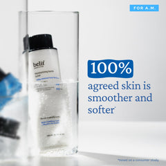 Belif Moisturizing Bomb Toner on cotton pad demonstrates easy absorption during skincare routine.