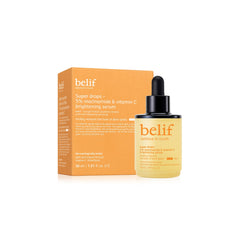 Belif Niacinamide 5% + Vitamin C serum bottle highlighting brightening and tone-evening potential.