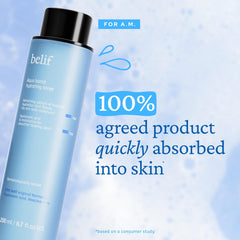 belif niacinamide hydrating toner ingredients graphic reveals hyaluronic acid moisture retention