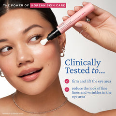 Belif Retinol Firming Eye Serum collagen-peptide closeup highlighting lifted eye area.