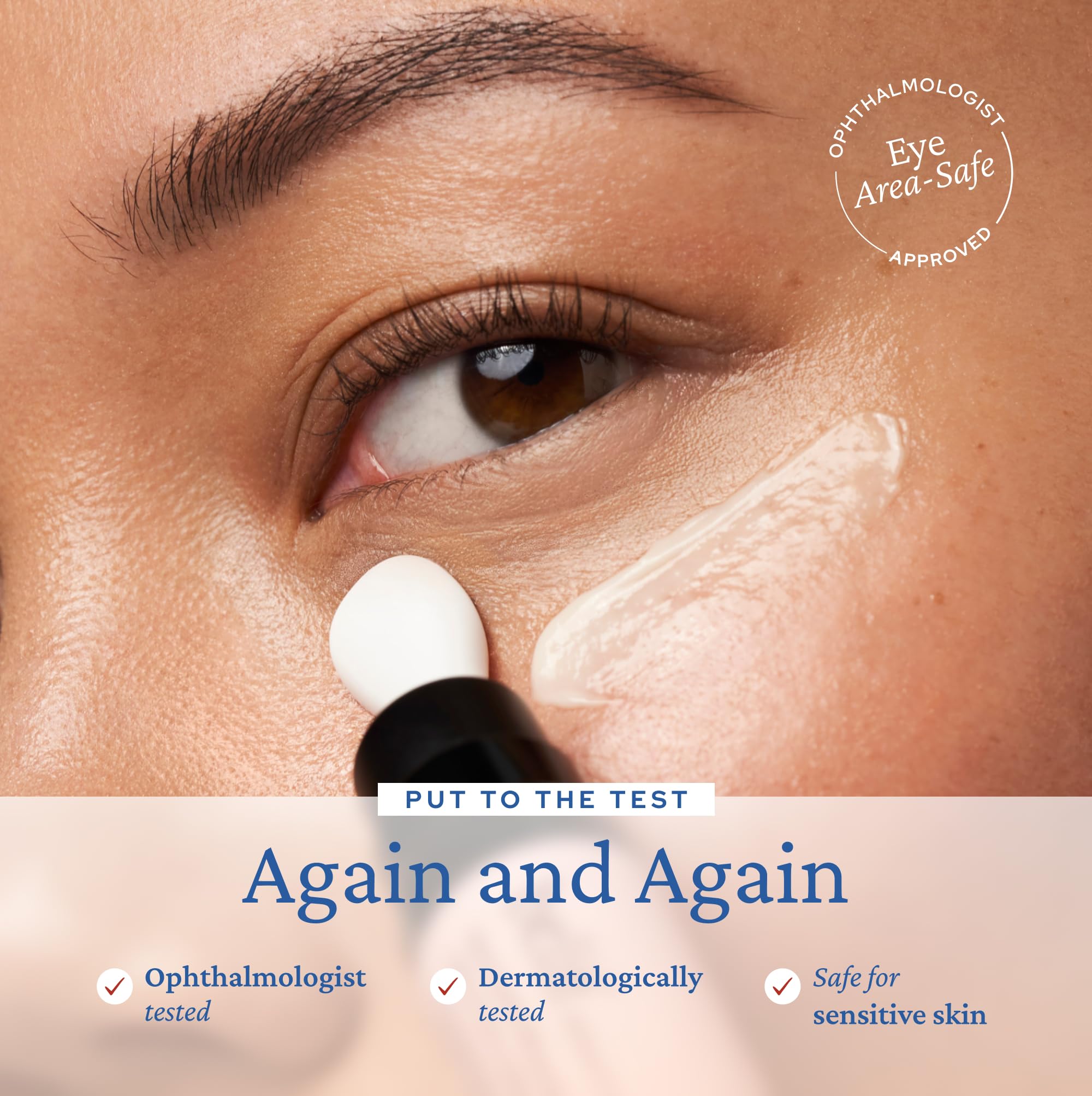 Belif Retinol Firming Eye Serum spa-like sensation closeup after application.