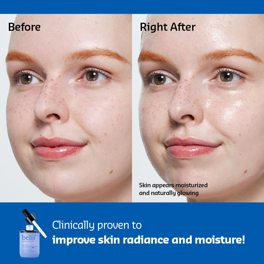 Belif Super Drops Multi-7 Hyaluronic Serum texture swirls display lightweight hydration.