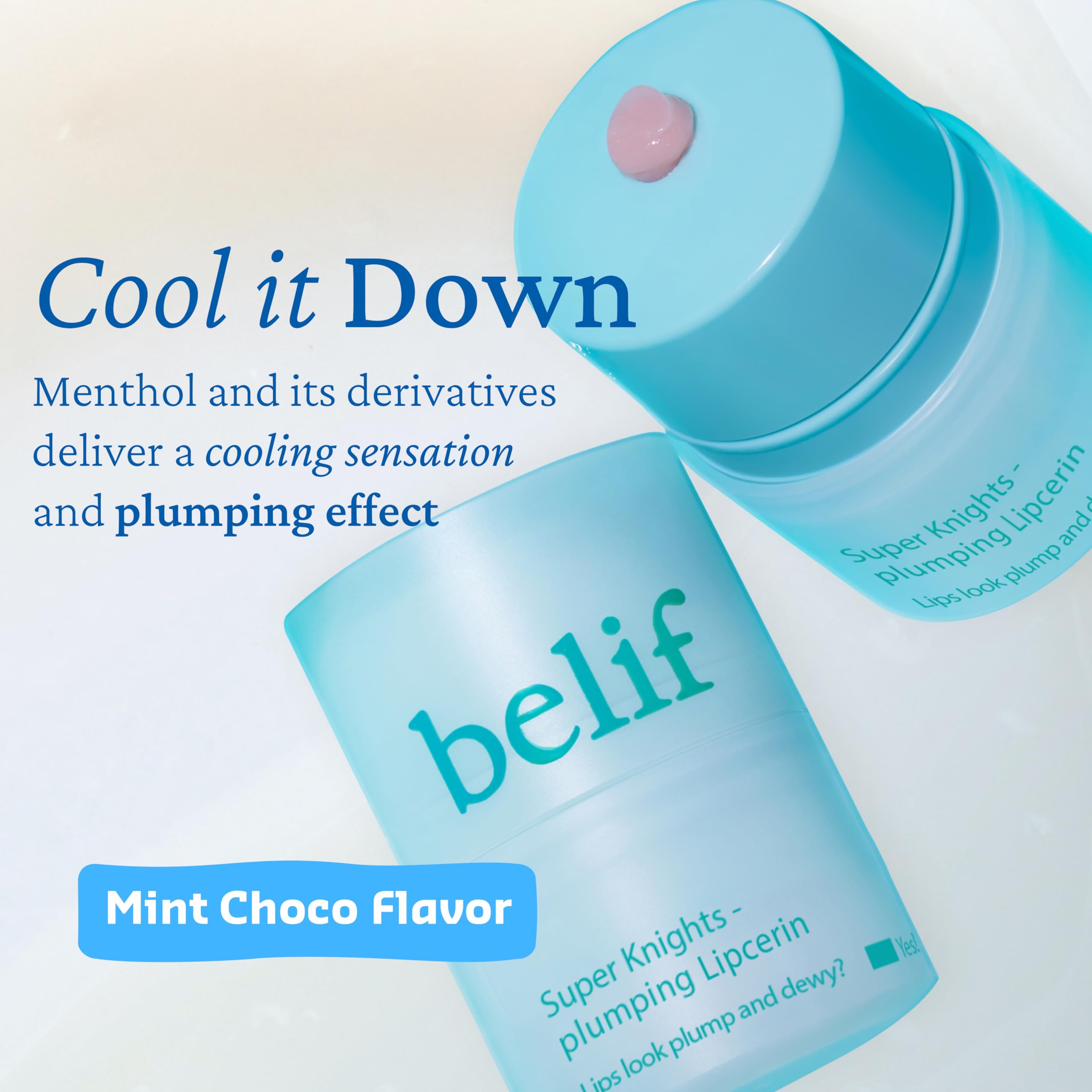 belif Lipcerin balm applied on lips for plump, soft texture