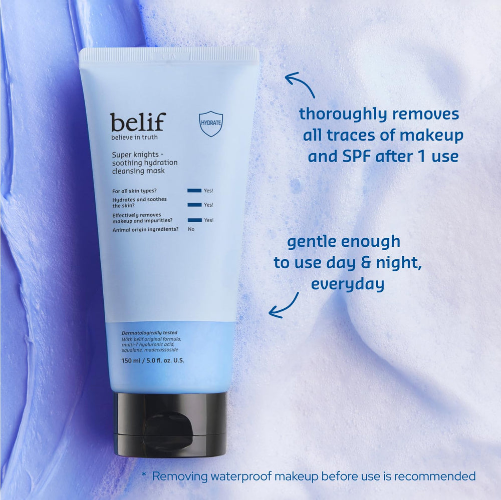 Belif Super Knights madecassoside ingredient highlight for soothing cleansing.