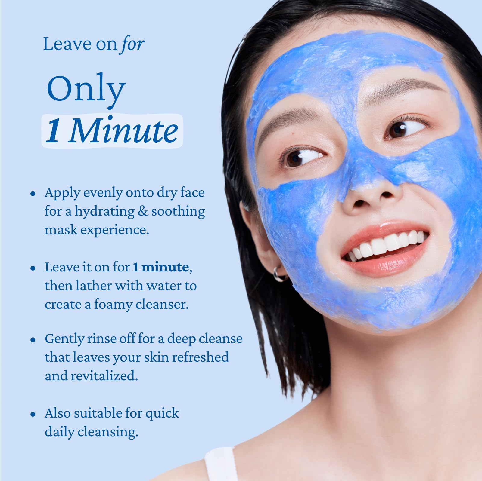 Belif Super Knights one-minute mask application demonstrating quick soothing hydration.
