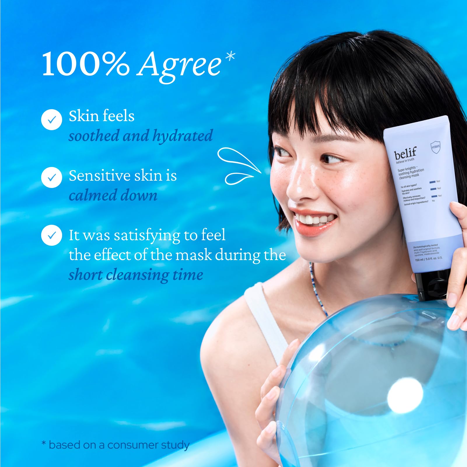 Belif Super Knights squalane glow emphasizing nourishing moisture for sensitive skin.