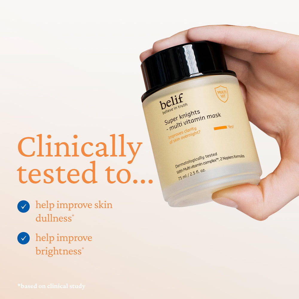 belif Vitamin C Overnight Butter Mask being applied to cheek for radiant glow