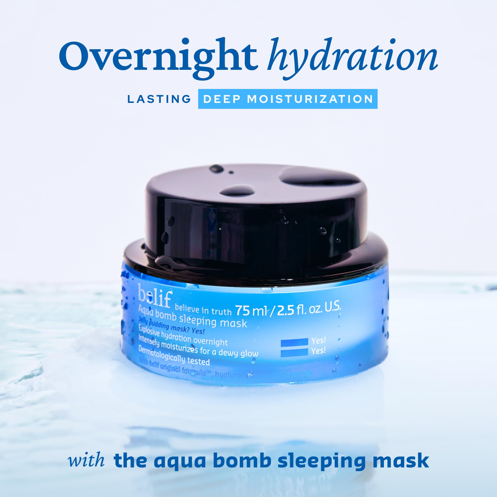 belif Vitamin E Jelly Overnight Mask texture spread demonstrates memory texture locking moisture overnight for plump skin.