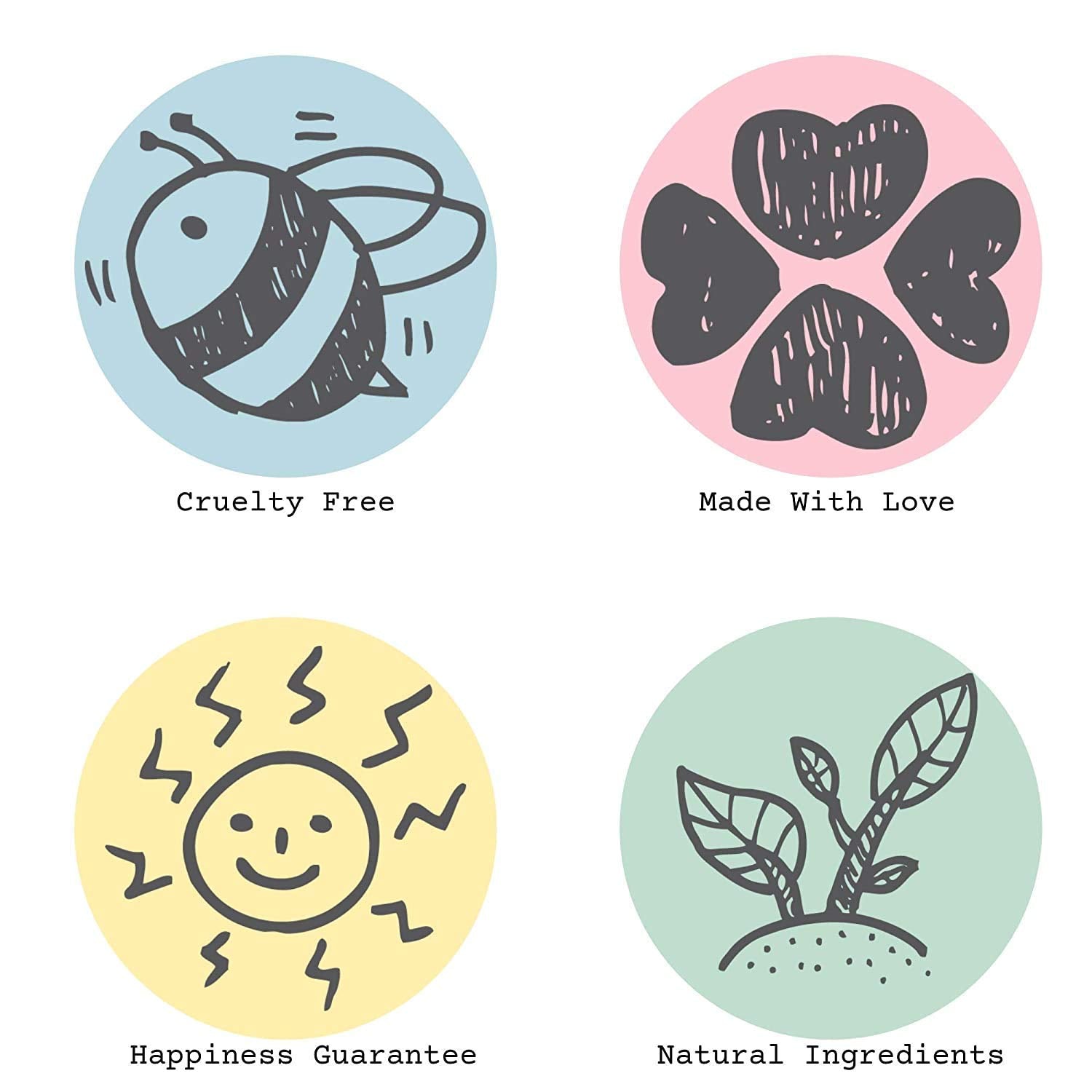 Bella & Bear packaging clearly communicates vegan cruelty-free status and fruity scent.