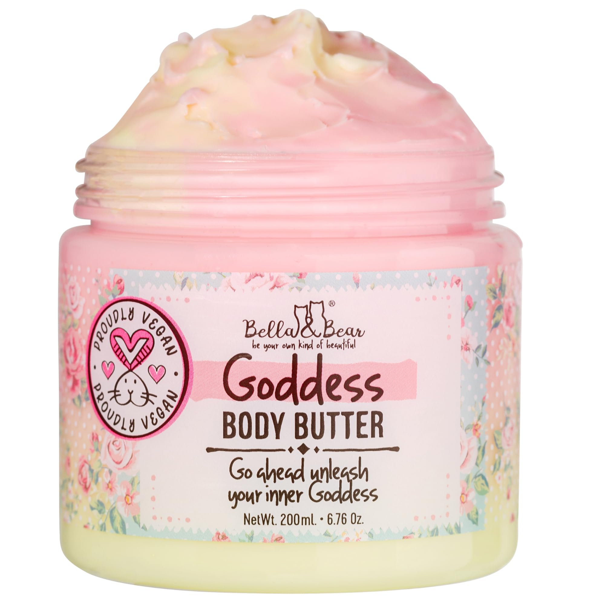 Bella and Bear Goddess Body Butter jar closeup showing rich hydration.