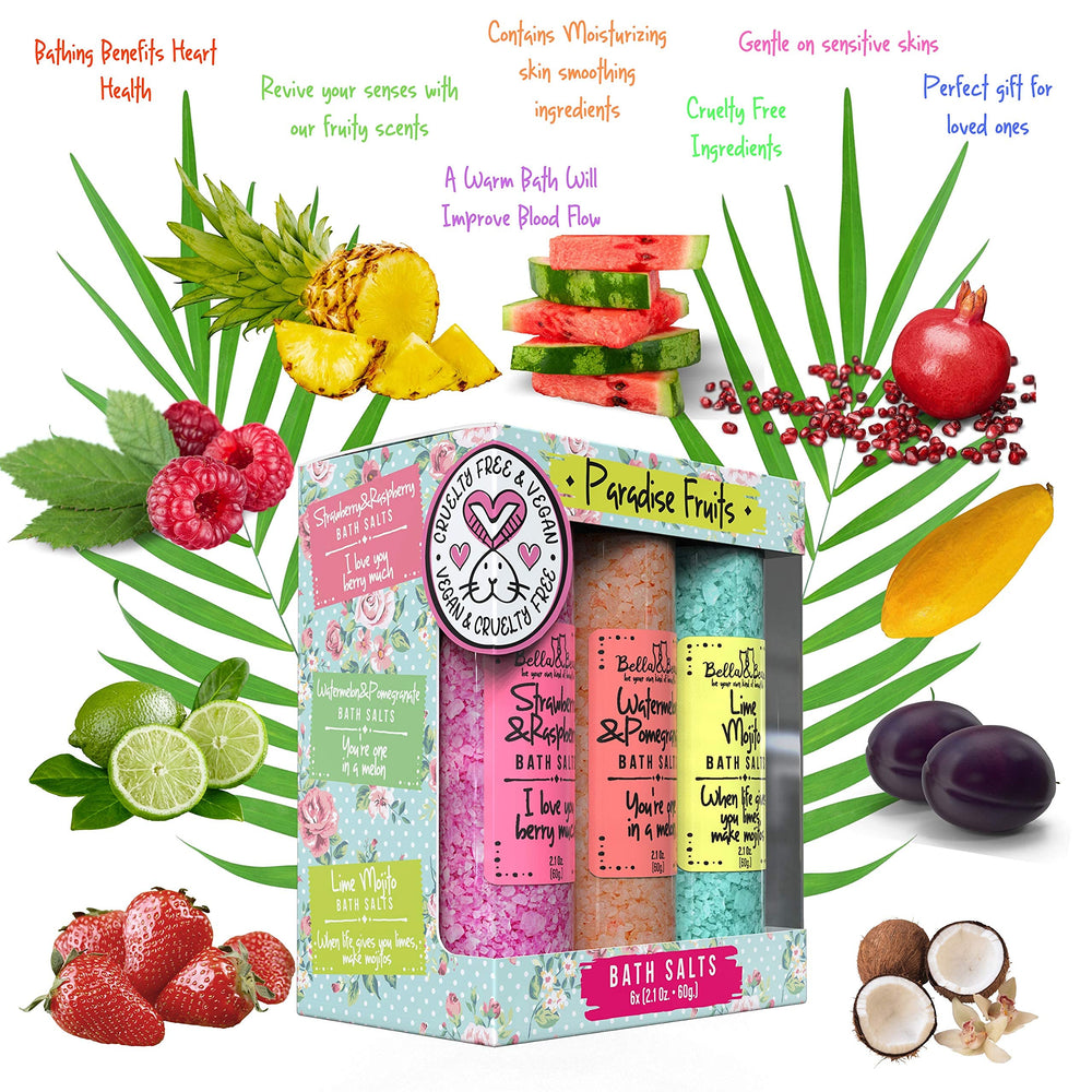 Bella & Bear Paradise Fruits eco-packaging highlights recycled materials.