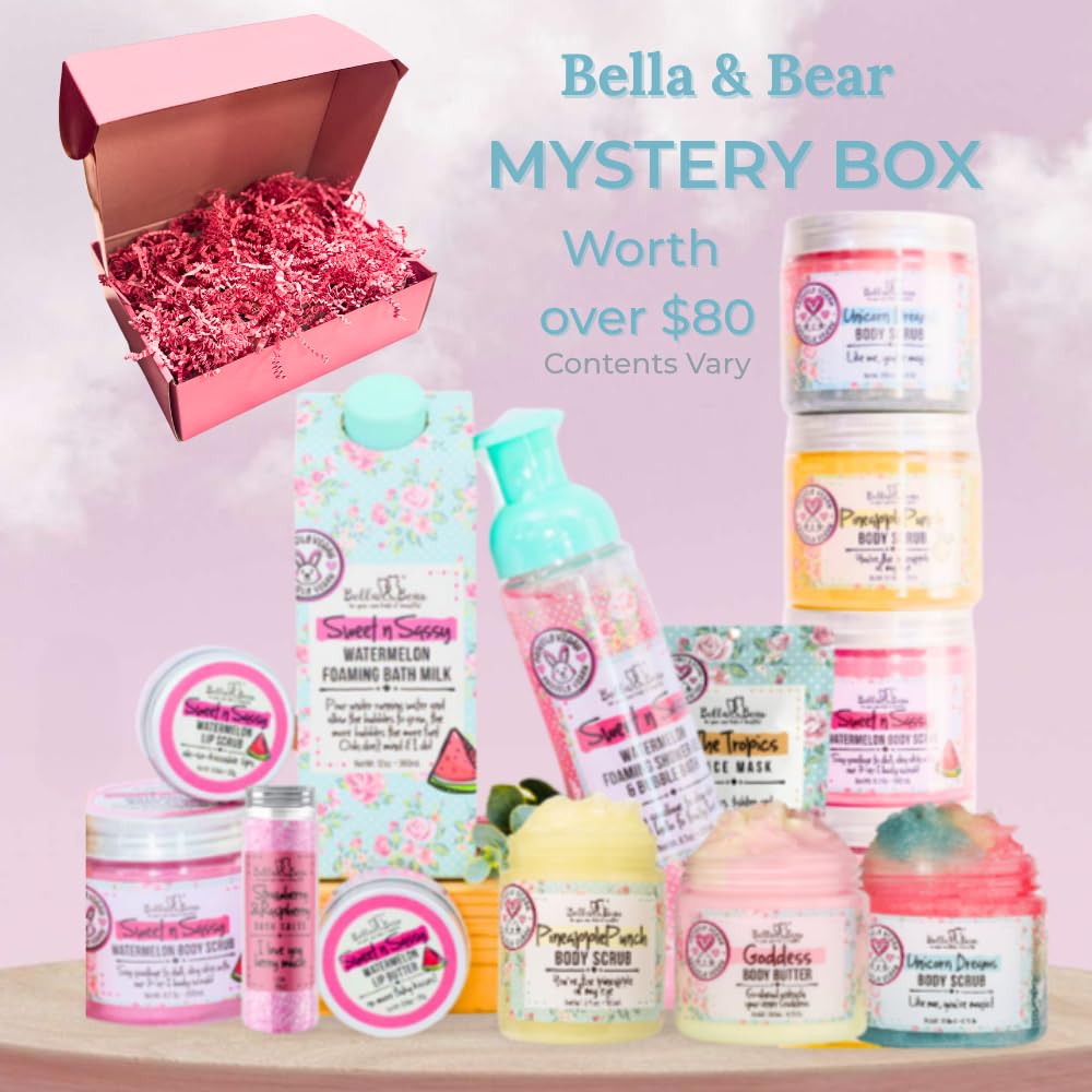 Bella & Bear pink packaging signaling a gift-ready mystery box.
