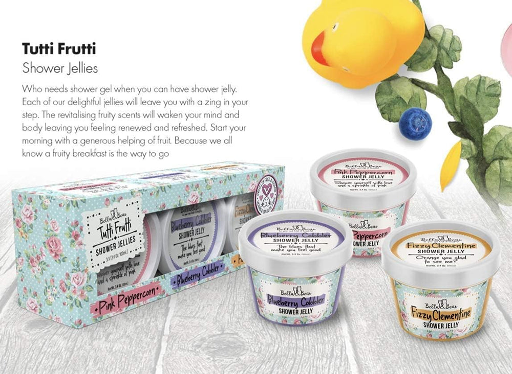 Bella and Bear Tutti Frutti Shower Jellies Fizzy Clementine close-up citrus sparkle