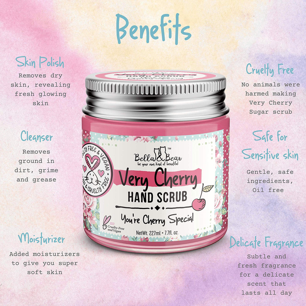 Bella & Bear Very Cherry Hand Scrub gift packaging signals a thoughtful present.