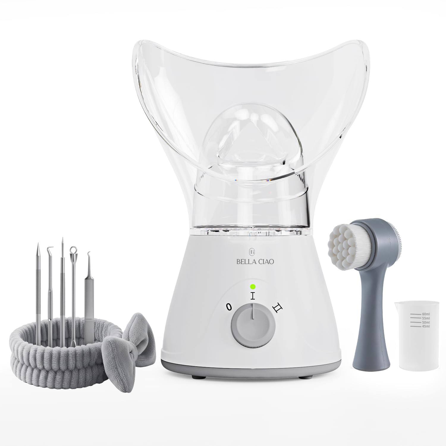 Bella Ciao 11-piece facial steamer set main view showing compact home spa setup for skincare and relaxation.