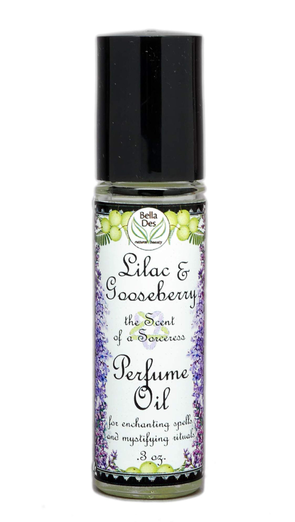 BELLA DES NATURAL BEAUTY lilac-gooseberry perfume oil bottle with roll-on for easy application