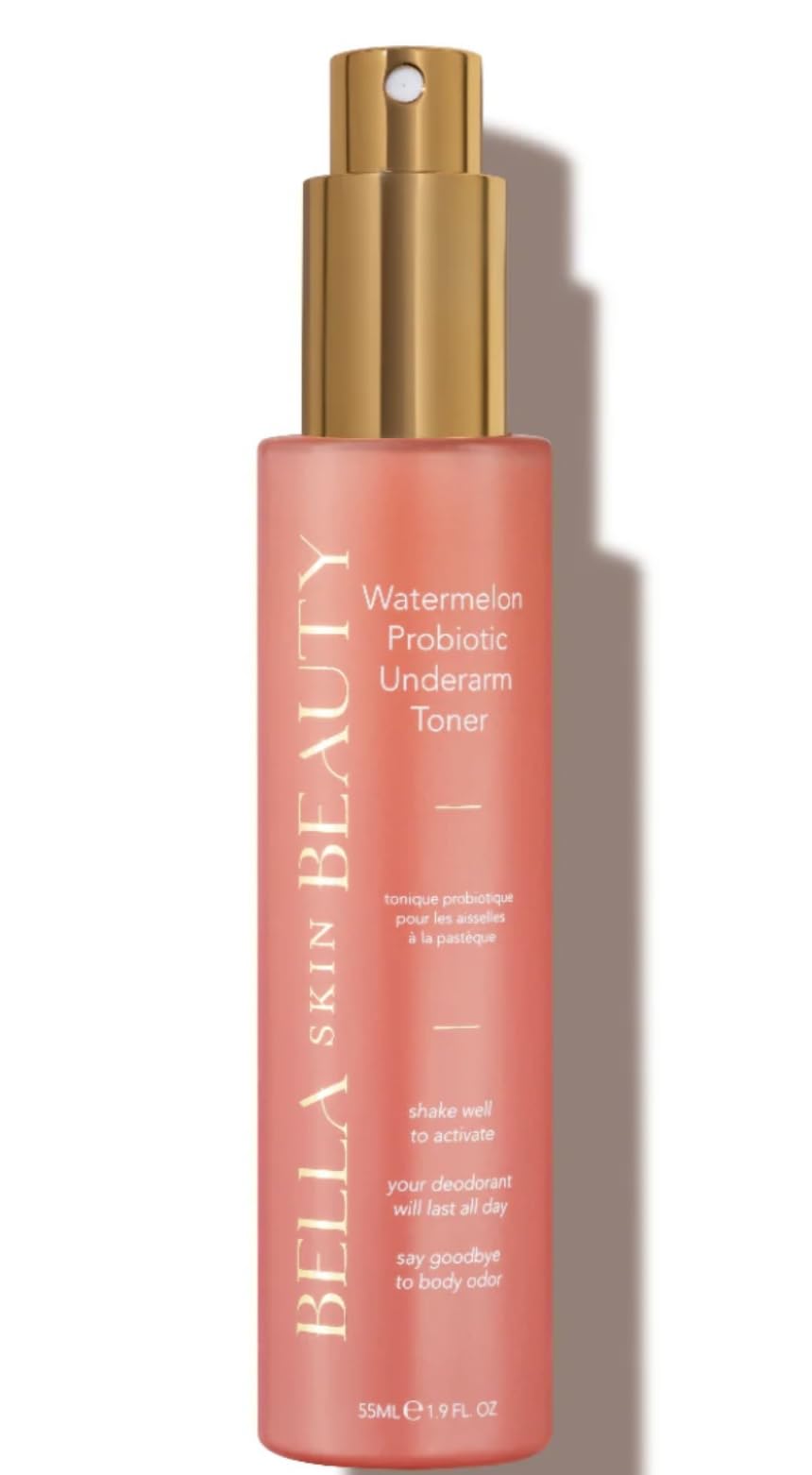 Bella Skin Beauty Underarm Toner Honeysuckle Peony bottle refreshes and balances underarms after showering.