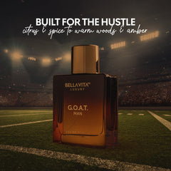 BellaVita Luxury G.O.A.T. bottle in hand illustrating portable travel size