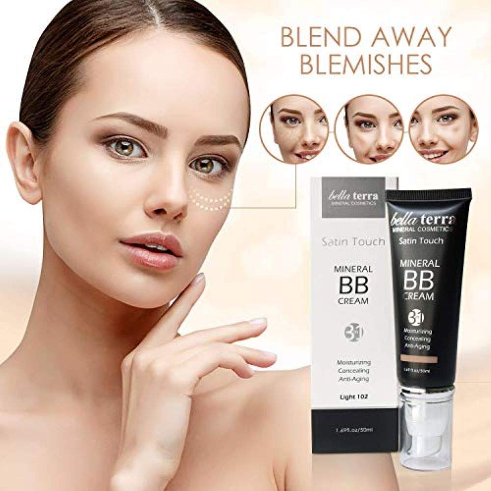 Bellaterra Cosmetics BB Cream buildable-coverage close-up shows customizable coverage without heaviness.