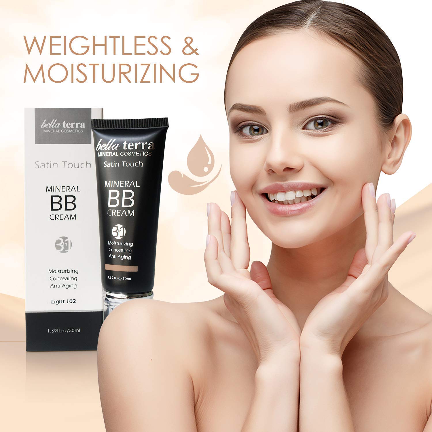Bellaterra Cosmetics BB Cream matte-finish image demonstrates shine control for oily to combo skin.