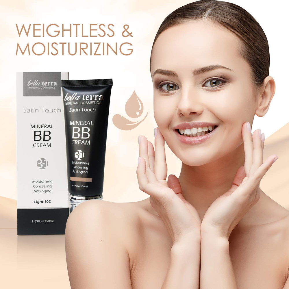 Bellaterra Cosmetics BB Cream matte-finish image demonstrates shine control for oily to combo skin.