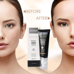 Bellaterra Cosmetics BB Cream swirl-on-skin demonstrates seamless blending for a natural look.