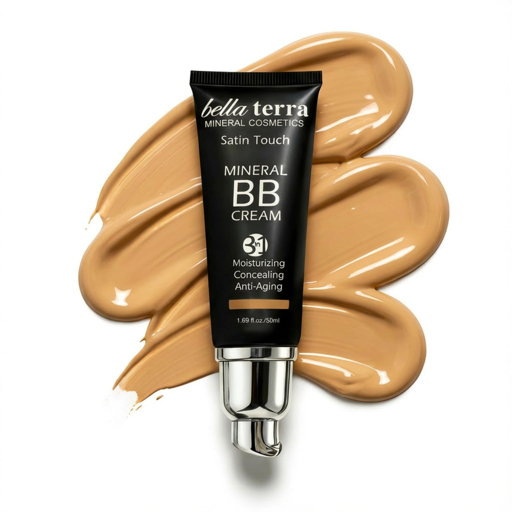 Bellaterra Cosmetics BB Cream tinted moisturizer swatch showing even skin tone and buildable coverage