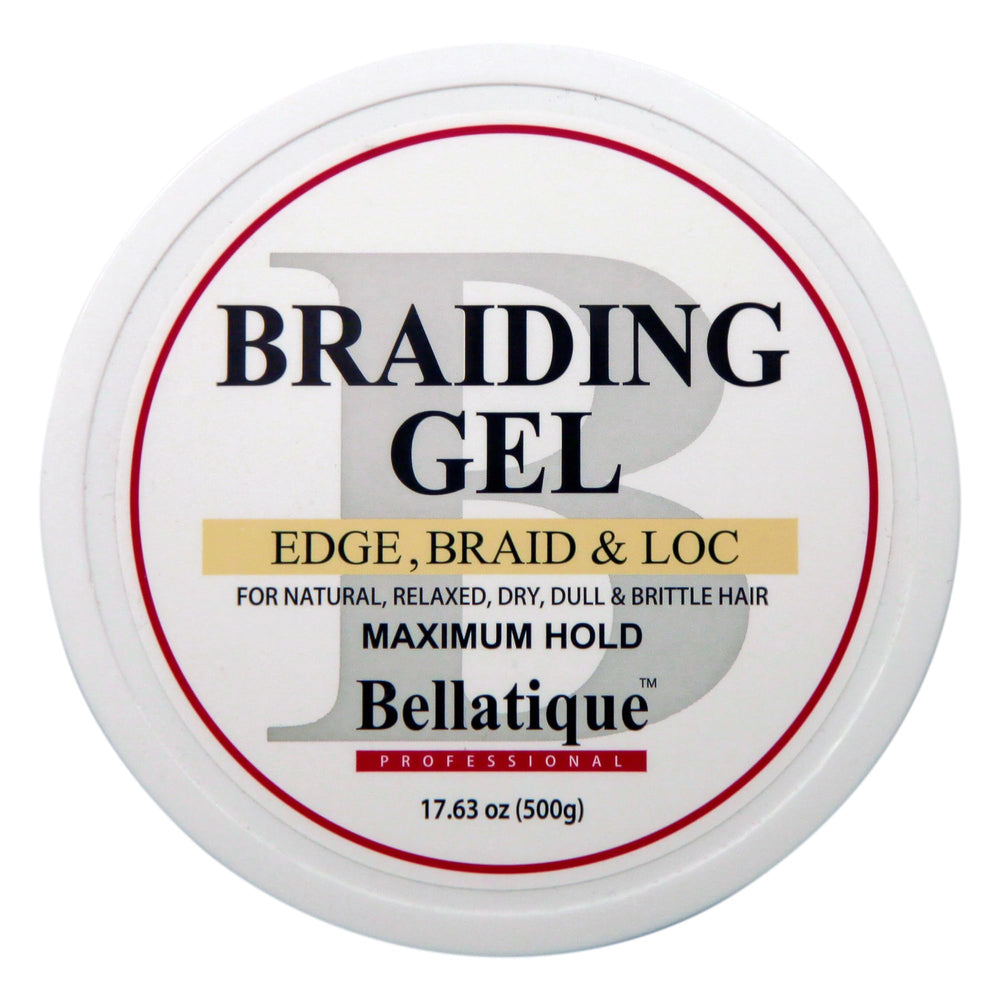 Bellatique professional braiding gel during hair styling session for secure hold
