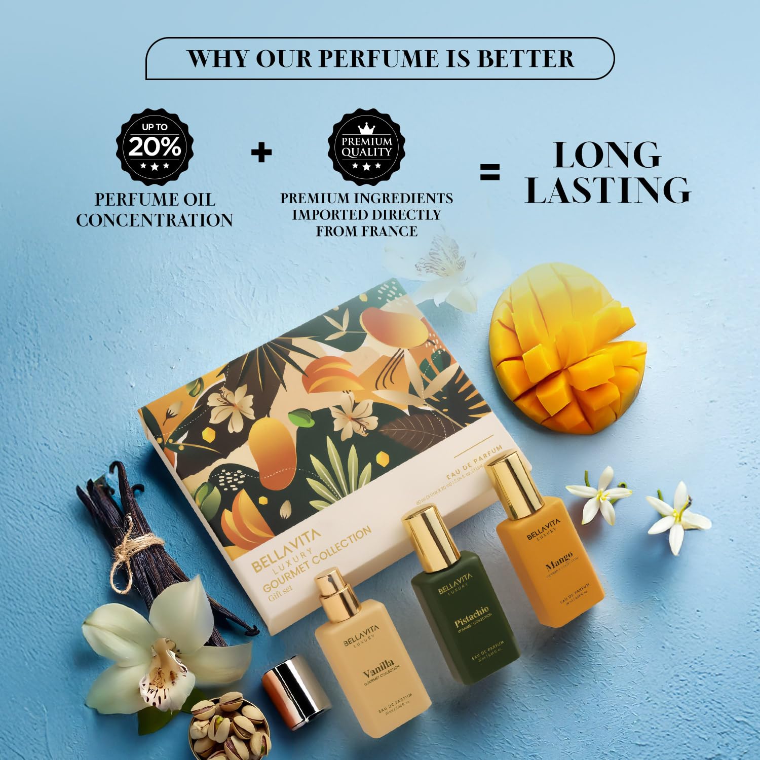 BELLAVITA Gourmet Set European oils bottle showcases premium ingredients.
