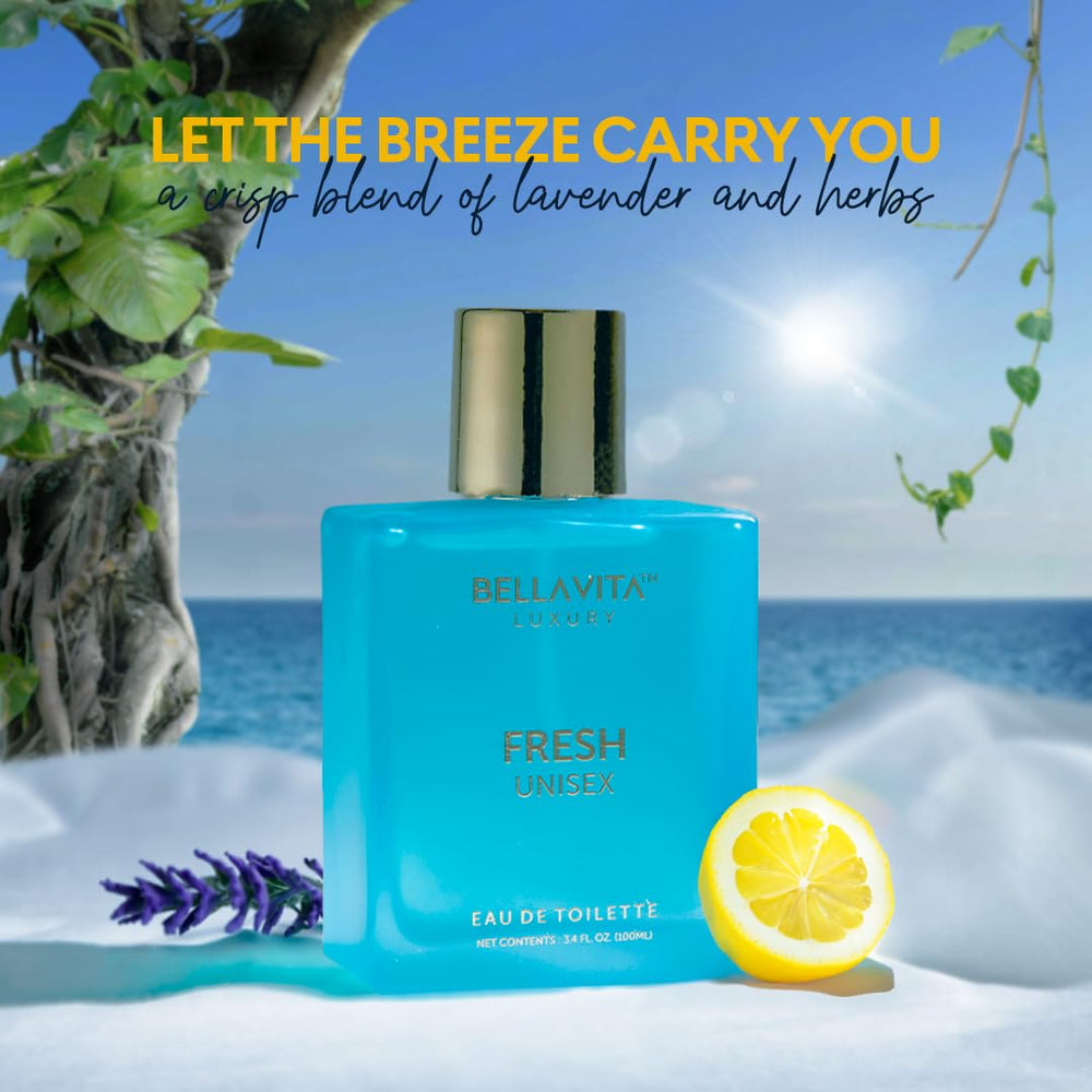 BellaVita Luxury bergamot-lavender-ylang-ylang bottle highlights versatile scent for any occasion.