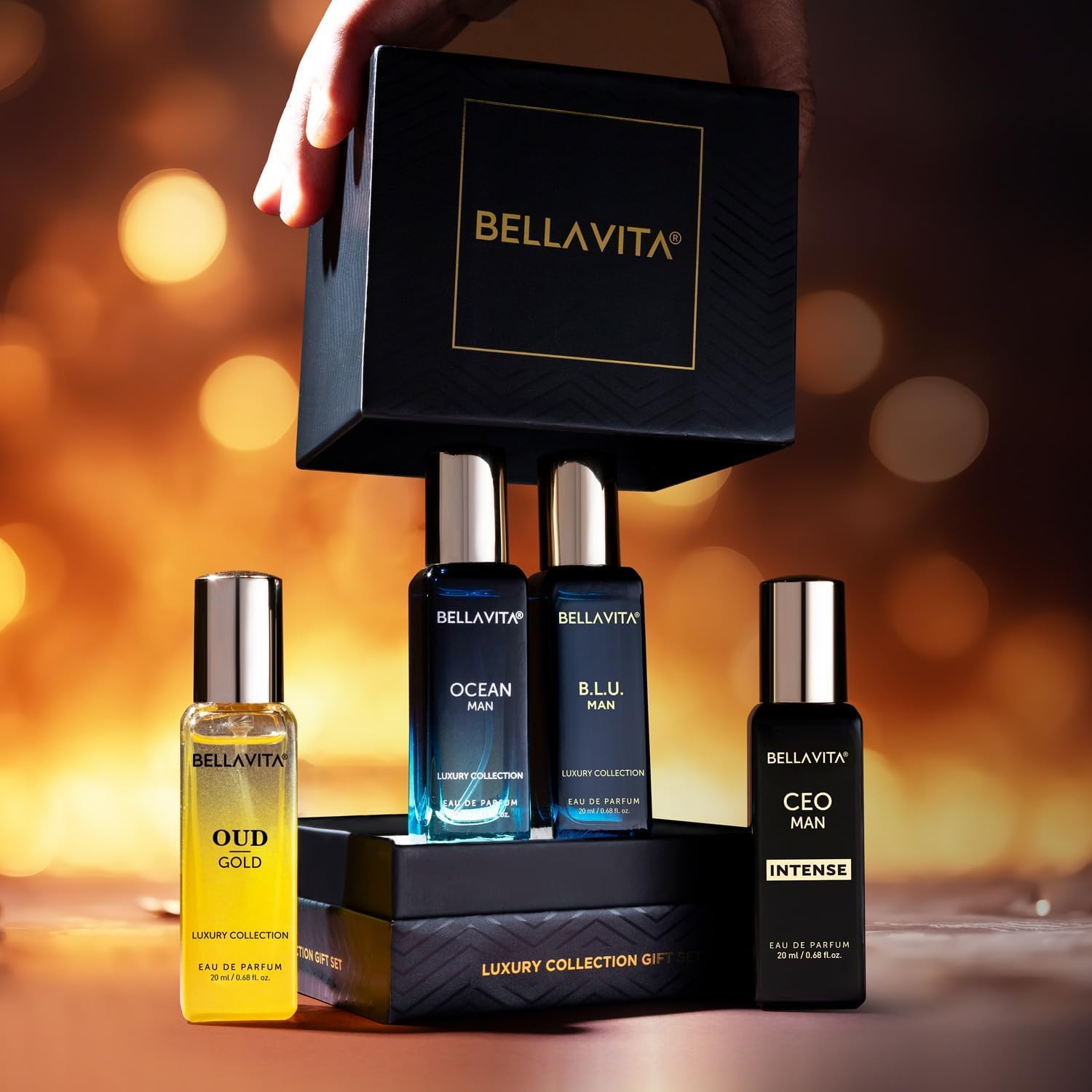BellaVita Luxury B.L.U. mini-bottle adds depth for versatile styling.