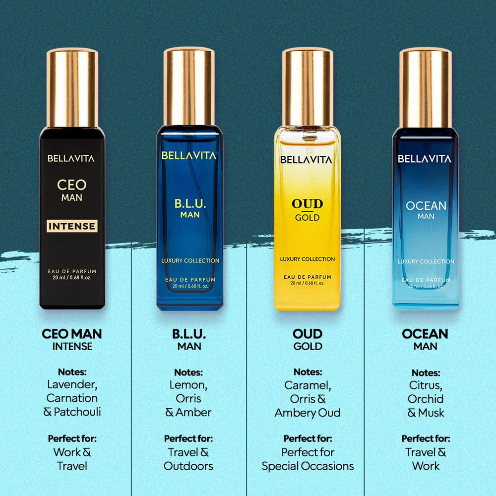 BellaVita Luxury CEO Intense mini-bottle radiates confident presence.