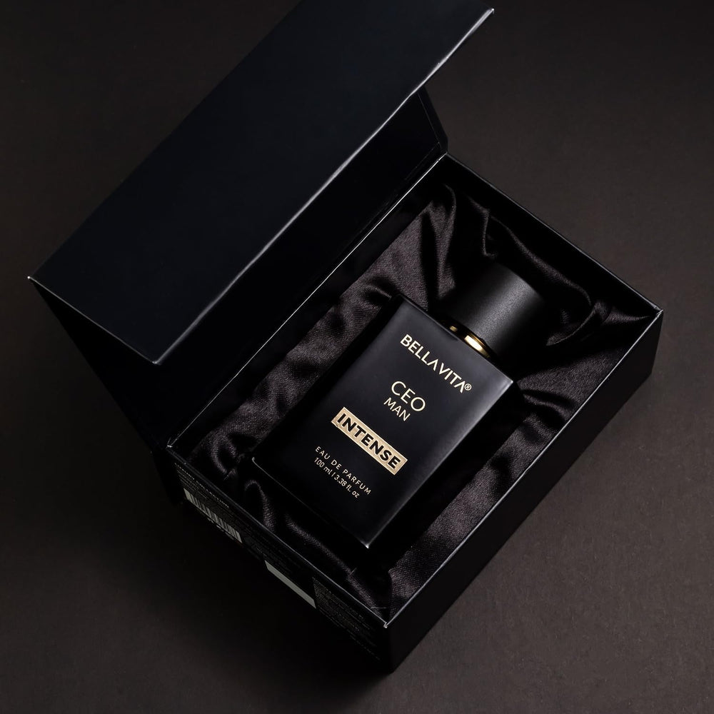 Bella Vita Luxury CEO Man Intense apply-style shot demonstrates day-to-night usage.