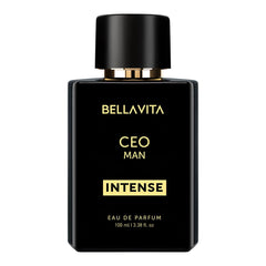 Bella Vita Luxury CEO Man Intense bottle front showing bold, long-lasting scent presence.
