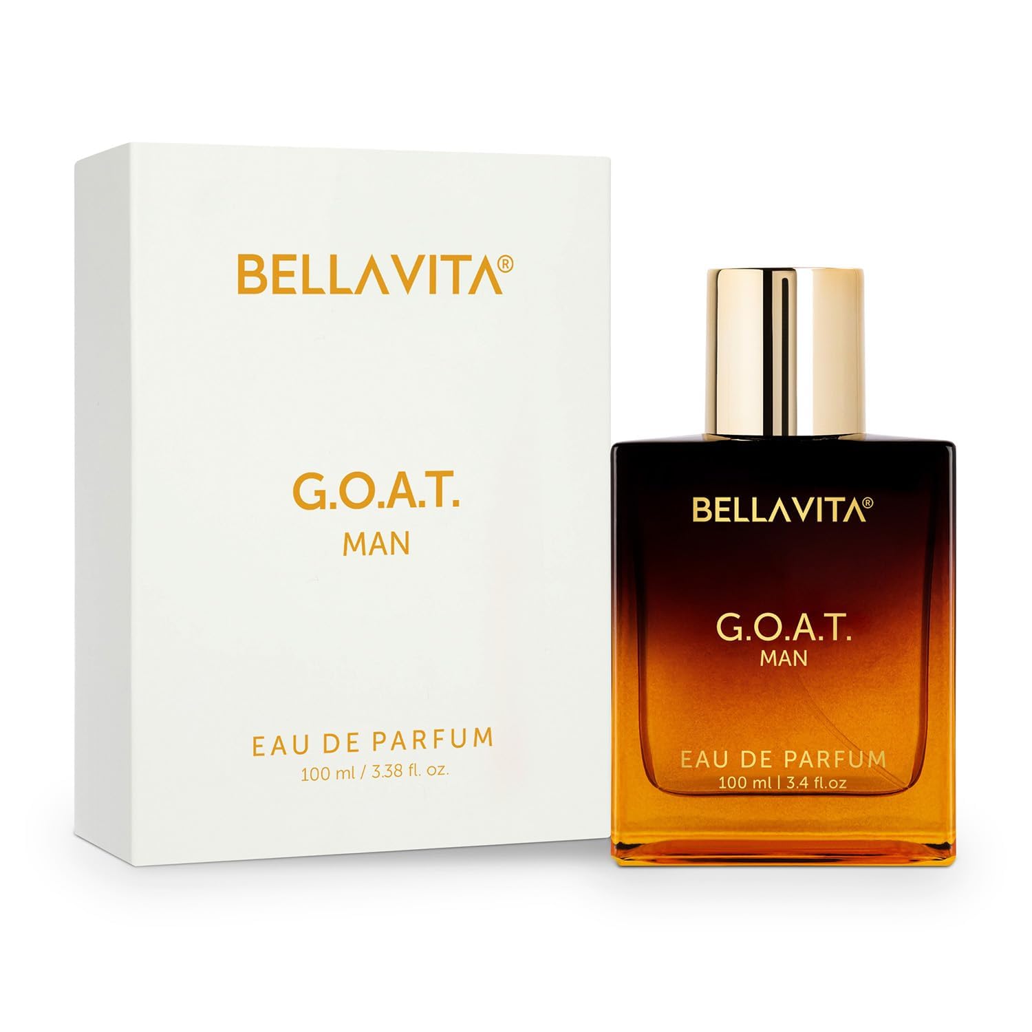 BellaVita Luxury G.O.A.T mens style display emphasizes confident presence and long-lasting fragrance.