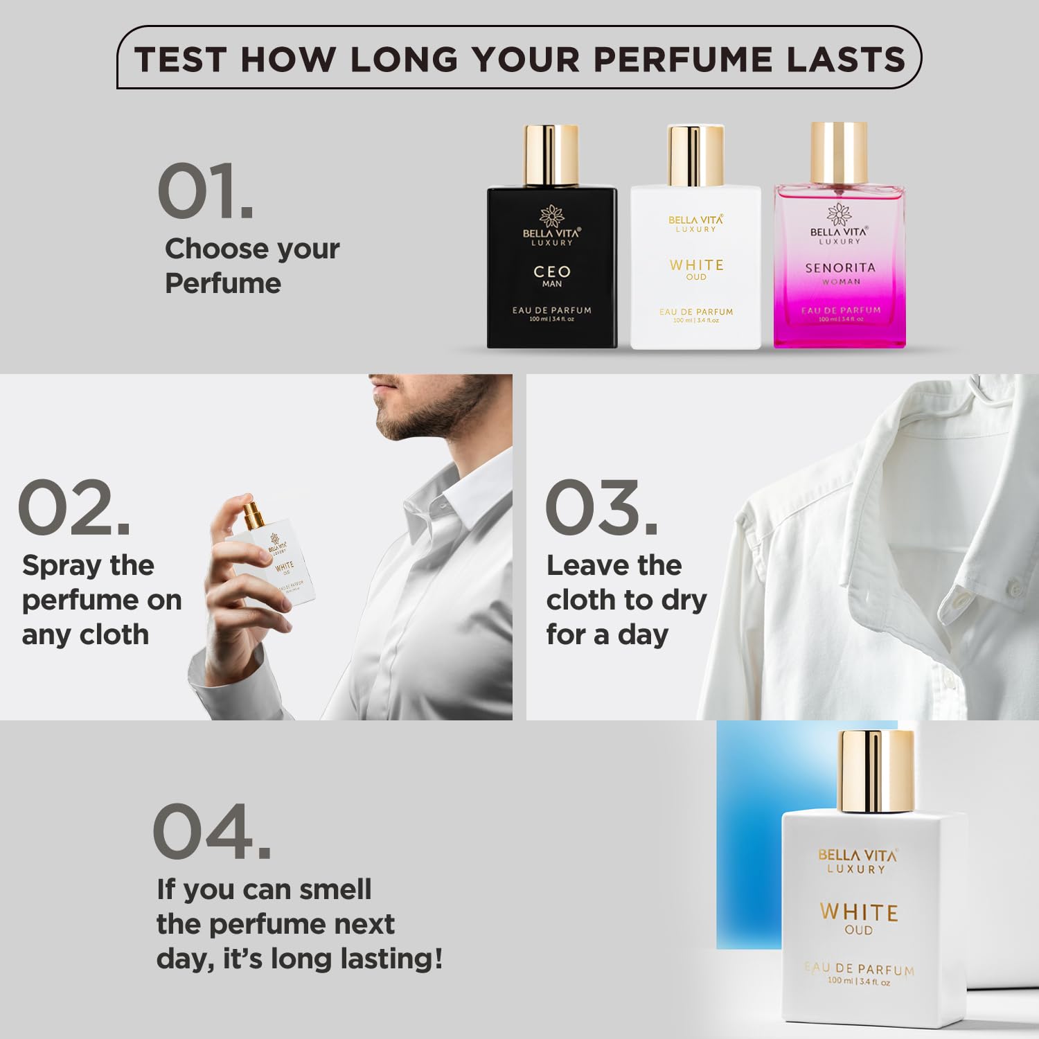 BellaVita Luxury White Oud suited for evening wear and occasions.