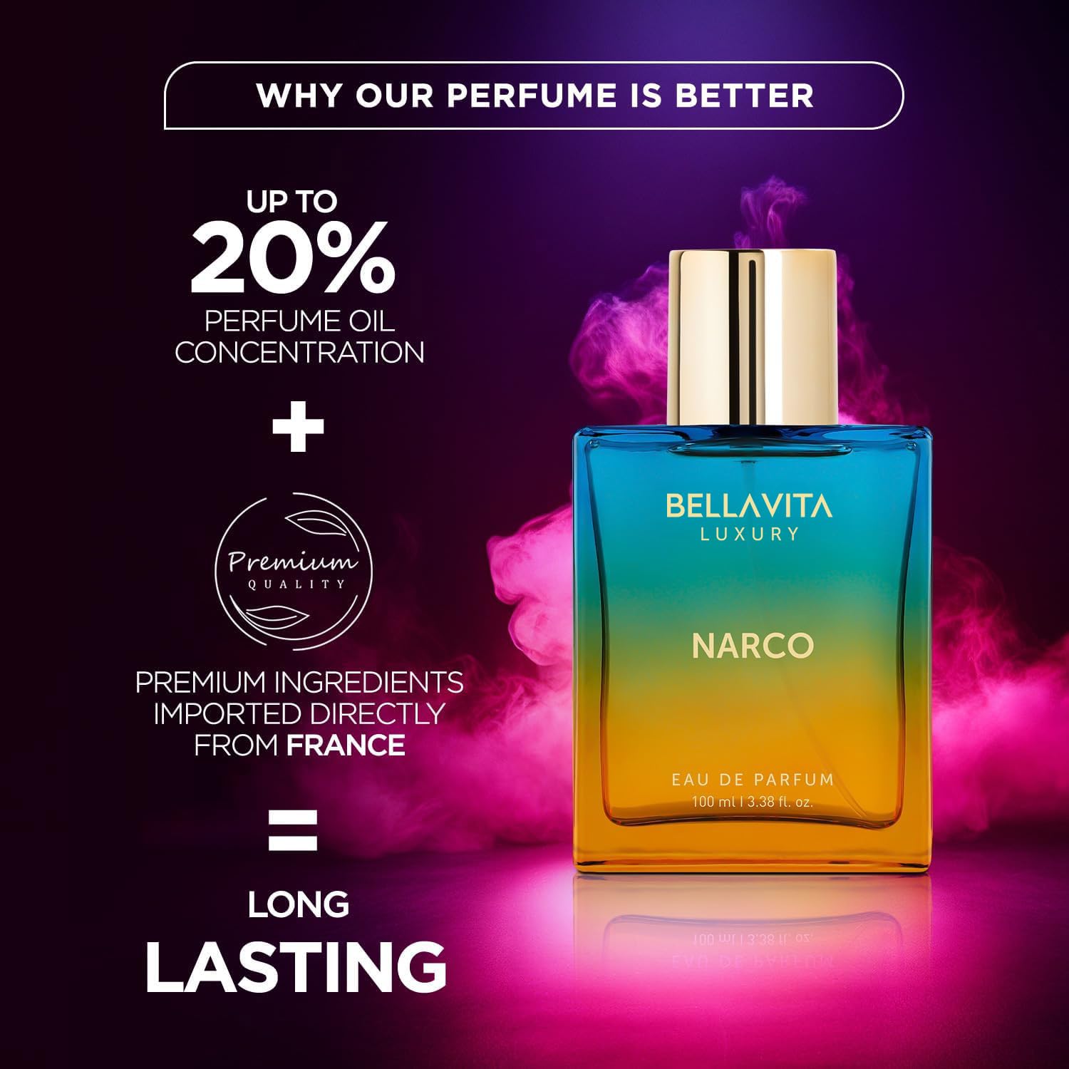 Bellavita Narco compact bottle for on-the-go fragrance touch-ups.
