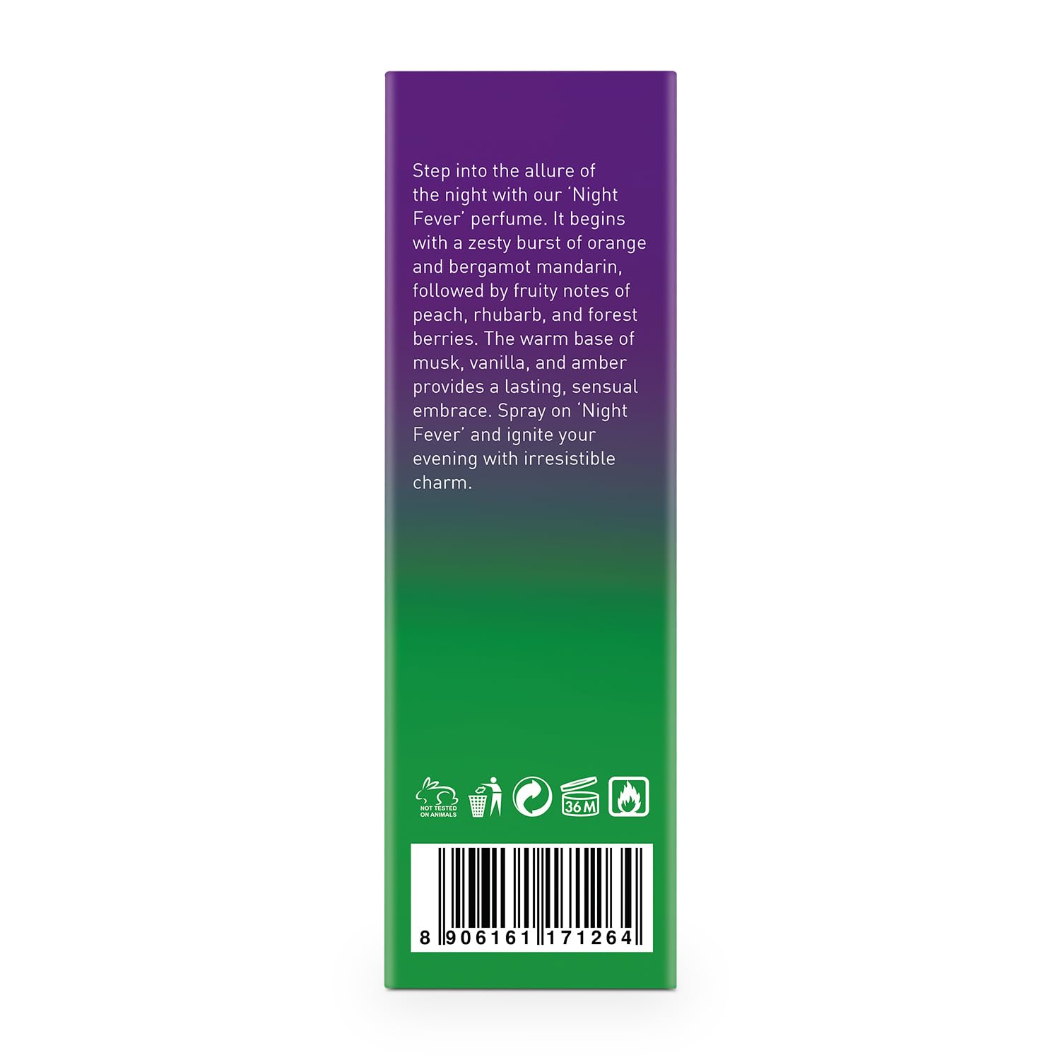 BELLAVITA Night Fever vegan IFRA-certified fragrance highlighted for ethical choice.
