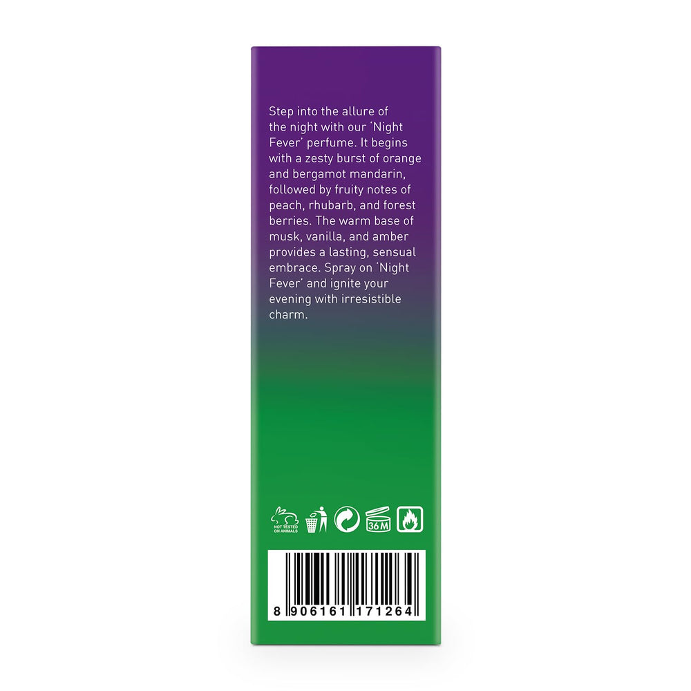 BELLAVITA Night Fever vegan IFRA-certified fragrance highlighted for ethical choice.