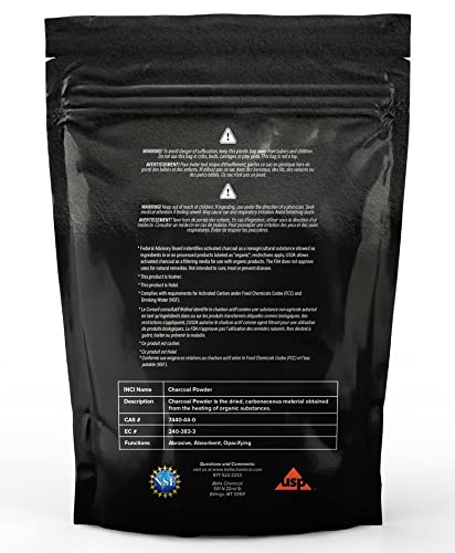 Belle Chemical coconut activated charcoal powder close-up shows fine, smooth texture for skincare