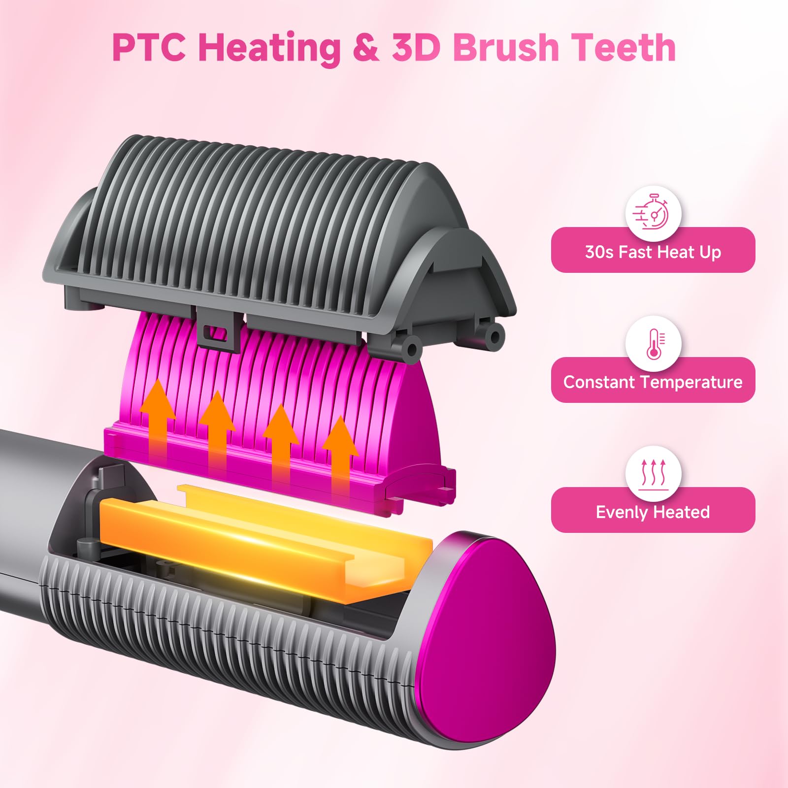 Bellelf hair straightener brush LED display enables precise temperature control.