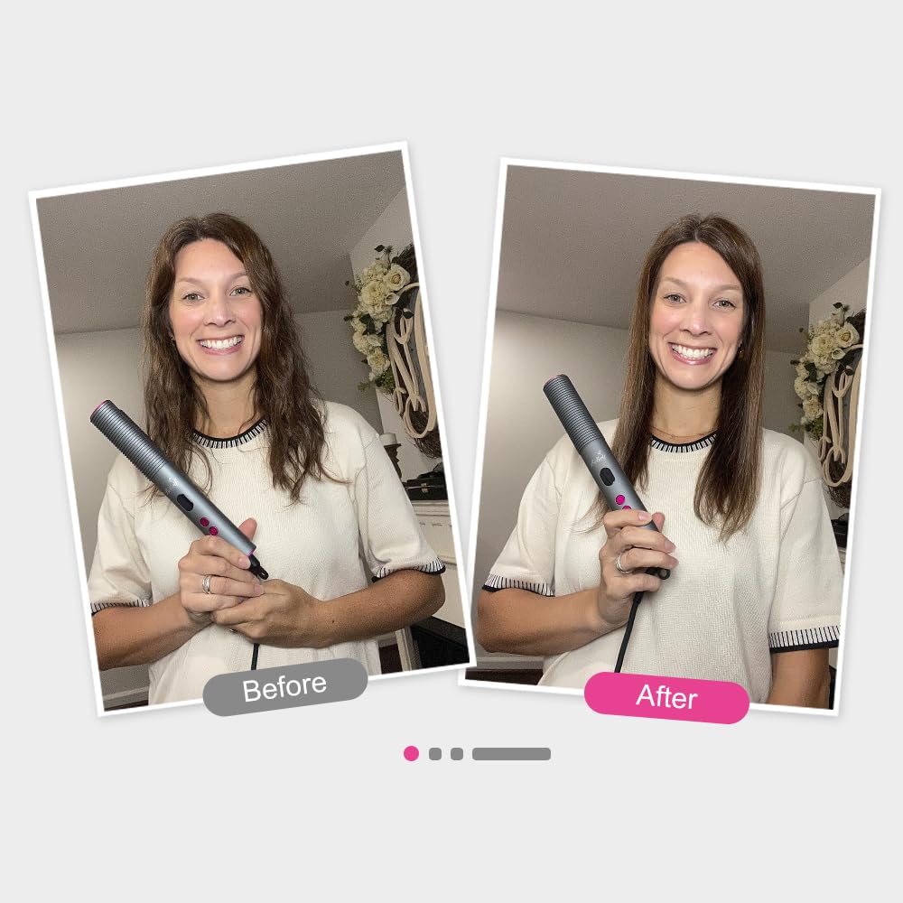 Bellelf hair straightener brush negative ions reduce frizz and static.