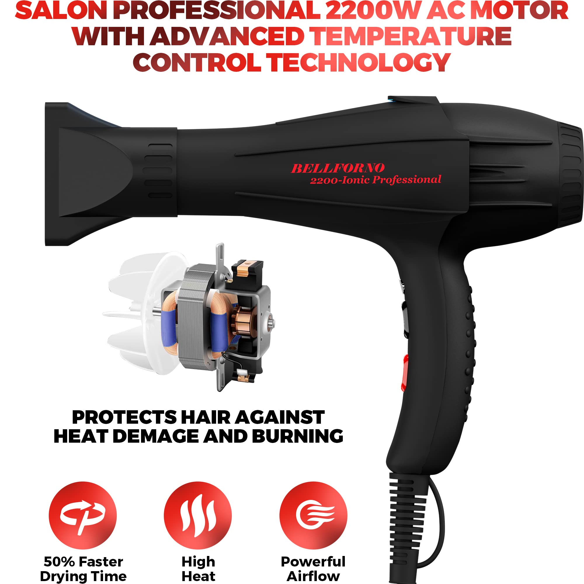 Bellforno tourmaline ceramic grill heat distribution reduces frizz and boosts shine.