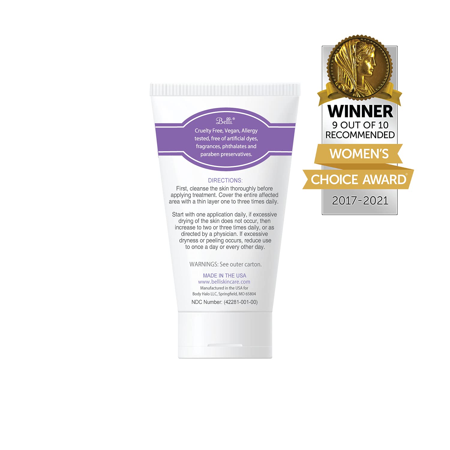 Belli Acne Control ingredient glance featuring colloidal sulfur and chamomile