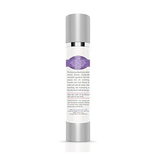 Belli belly oil being rubbed into skin for daily hydration and elasticity.