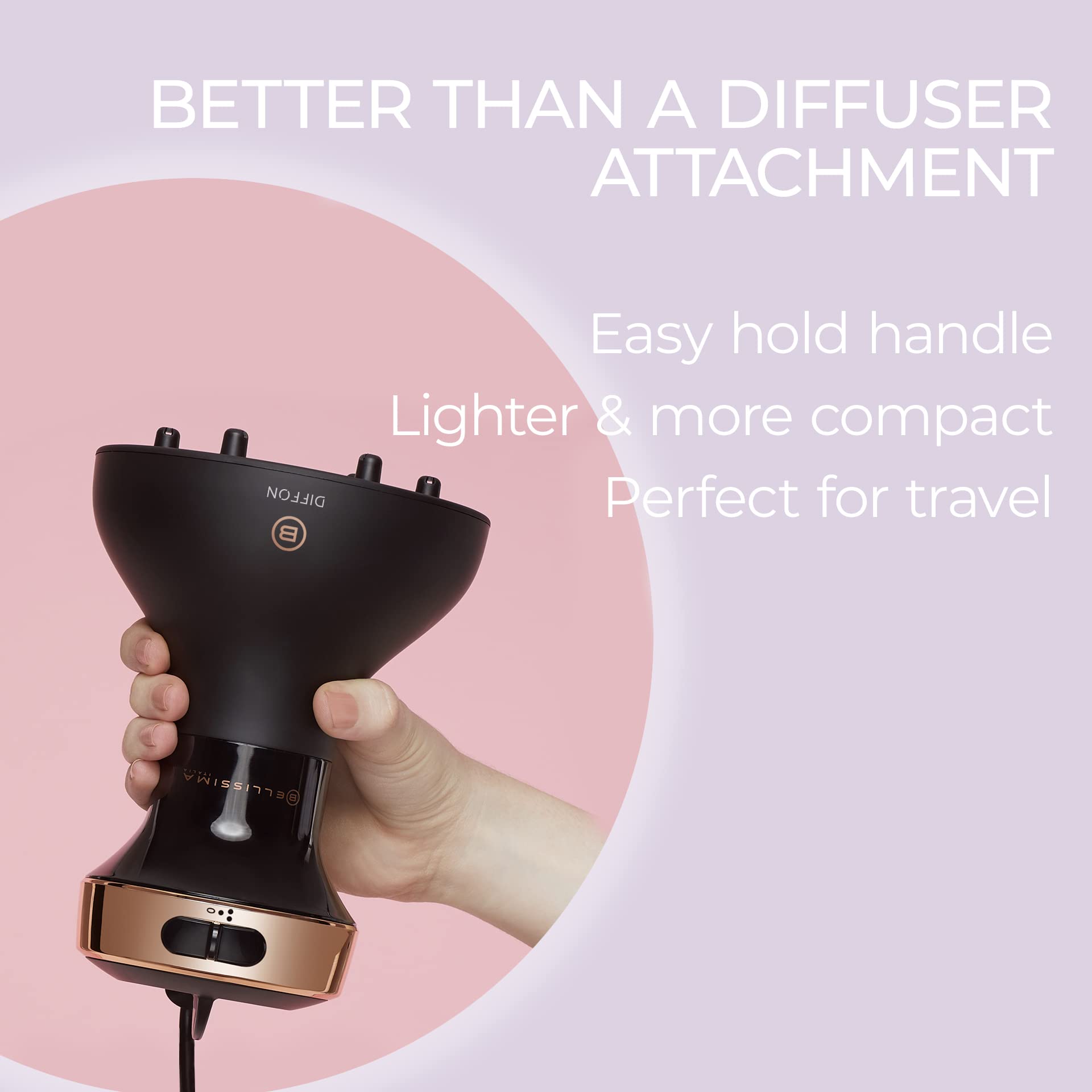 Bellissima Diffon ceramic with argan oil technology adds shine and reduces frizz