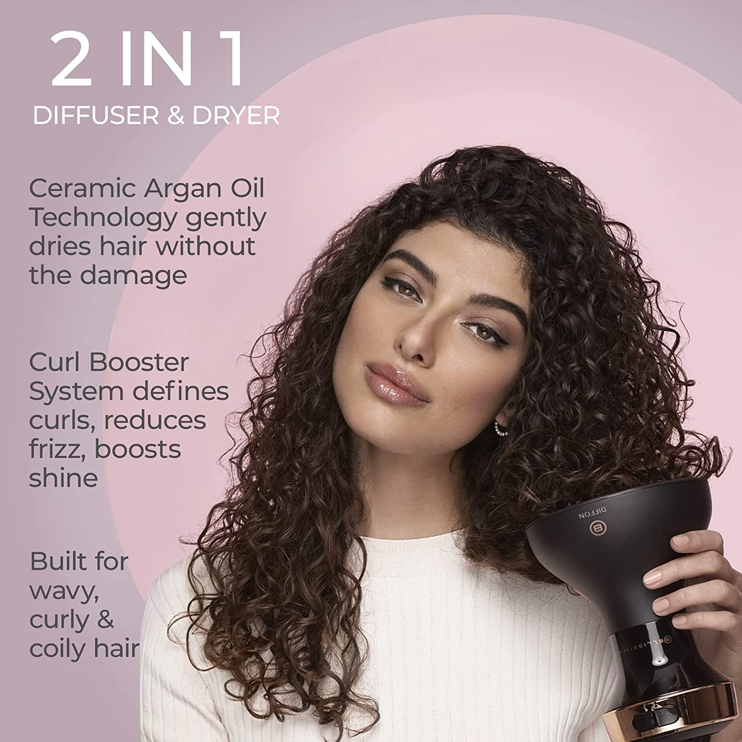 Bellissima Diffon compact hair dryer is lightweight for on the go styling
