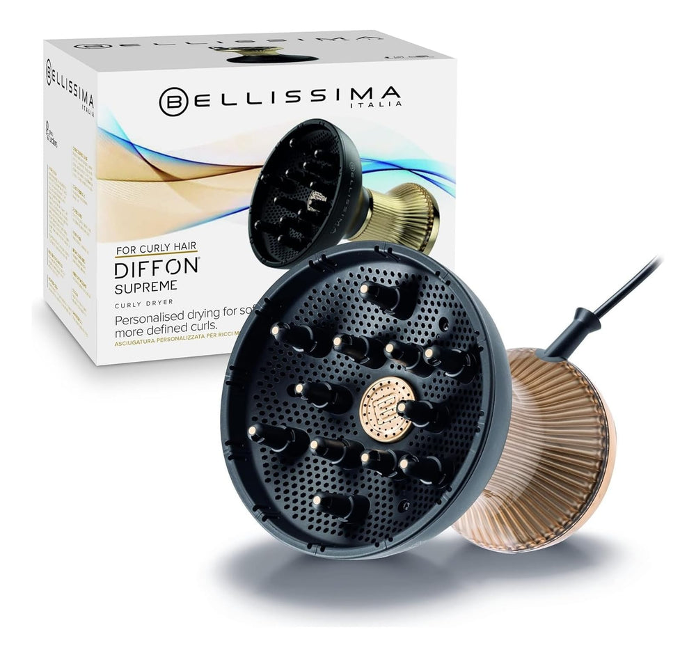 Bellissima Diffon Supreme diffuser bowl close-up demonstrates even diffusion for defined curls.